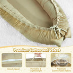 Baby Lounger - Baby Lounger for Newborn 0-24 Months, Breathable & Soft Cotton and Velvet Cover Baby Nest, Portable Tummy Time Lounger for Home and Travel, Ideal Baby Essentials & Shower Gifts