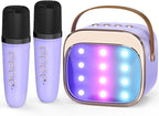 FLUESTON Mini Karaoke Machine for Kids Adults, Portable Bluetooth Speaker with 2 Wireless Microphones, Birthday Kids Gifts Toys for Girls Ages 3, 4, 5, 6, 7, 8, 9,10,11,12+ Years Old