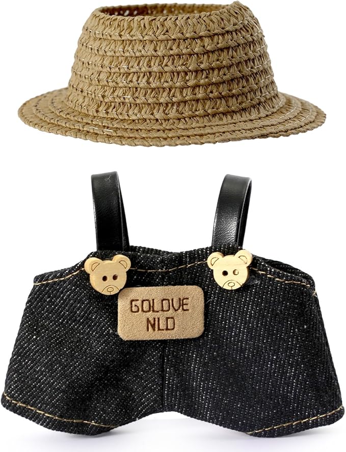 Clothes for LABUBU 17cm Doll (NO Doll),Outfit for LABUBU,Hat & Overalls Set for LABUBU Dress Up,Accessories for LABUBU