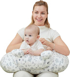 Nursing Pillow for Breastfeeding, Breast Feeding Pillow for Mom Support, Adjustable Waist Strap and Removable Cotton Cover, Leaves