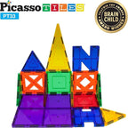 PicassoTiles Educational Set Magnetic Building Tiles with Unique Shapes & Clear Box Tile 3D Magnet Construction Block Different Shapes Connects with Other Figure for Boys & Girls Ages 3+
