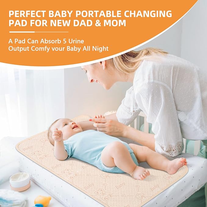 Baby Changing Pad Changing Table Pads Waterproof Large Size Portable Diaper Changing mat Liners Reusable Washable Mattress Protector for Girls & Boys