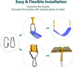 PACEARTH Swing Seat with Heavy Duty 68.9 inch Anti-Rust Plastic Coated Chains, 23.6 inch Tree Hanging Straps and Locking Buckles-Outdoor Playground Tree Swing Set Accessories Replacement (Blue)