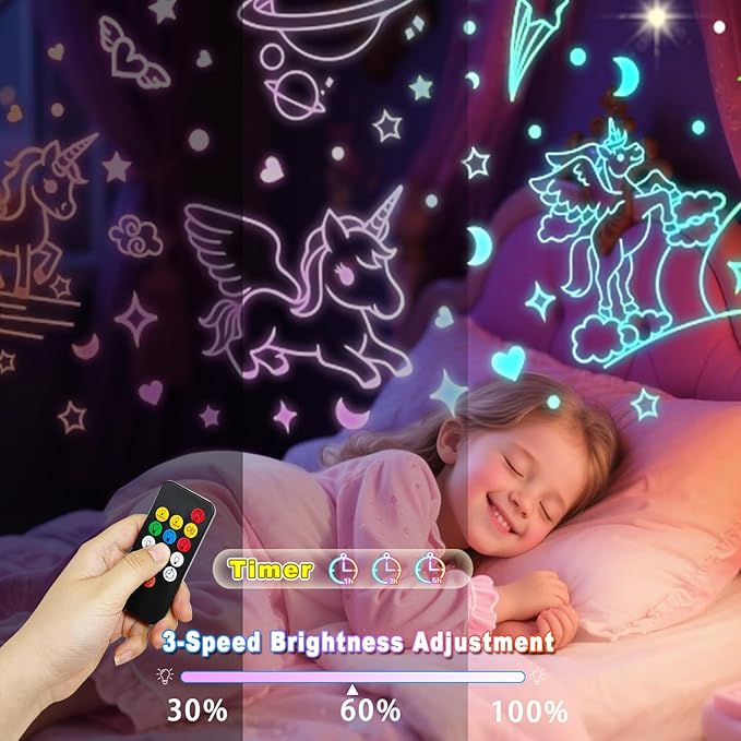 Unicorns Gifts for Girls Toys,Night Light for Kids,Remote Dimmable Timer Star Projector, 360° Slient Ocean Lights for Ceiling Projector,Christmas Birthday Gifts for Girls&Room Decor