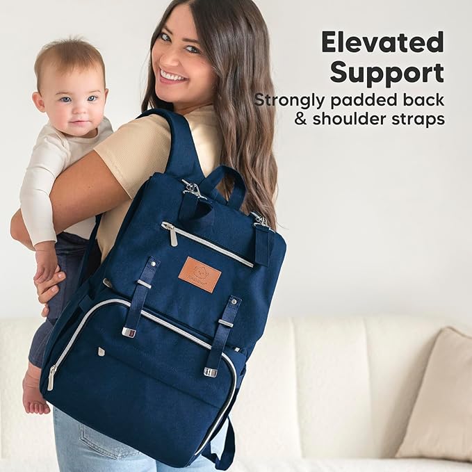 KeaBabies Baby Diaper Bag Backpack, Travel - Large Baby Bag for Mom and Dad, Waterproof, Multi-Function Girl Boy Diaper Backpack with Changing Pad, Durable Travel Essentials (Navy Blue)