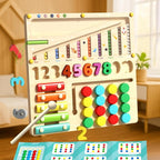 Magnetic Color and Number Maze, Xylophone, Sliding Puzzle & Number Match 4-in-1 Wooden Toy for Kids Montessori Fine Motor Skills Educational Toy for Preschool Learning and Home Play
