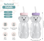 Honey Bear Straw Cup for Babies, Honey Bear Cups with Travel Lid, 2-Pack Therapy Learning HoneyBear Straw Sippy Cup for Toddlers, Cherry Blossom & Unicorn, 8 oz