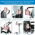 Accmor Stroller Cup Holder with Phone Holder, Bike Cup Holder, Universal Cup Holder for Uppababy Nuna Doona Strollers, 2-in-1 Cup Phone Holder for Stroller, Bike, Wheelchair, Walker, Scooter
