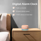 Buffbee Sound Machine & Alarm Clock 2-in-1, 0-100% Clock Face Brightness, Bottom Colored Light, Sleep Timer, Precise 30-Level Volume White Noise Machine, Digital Alarm Clocks for Bedrooms - Peach