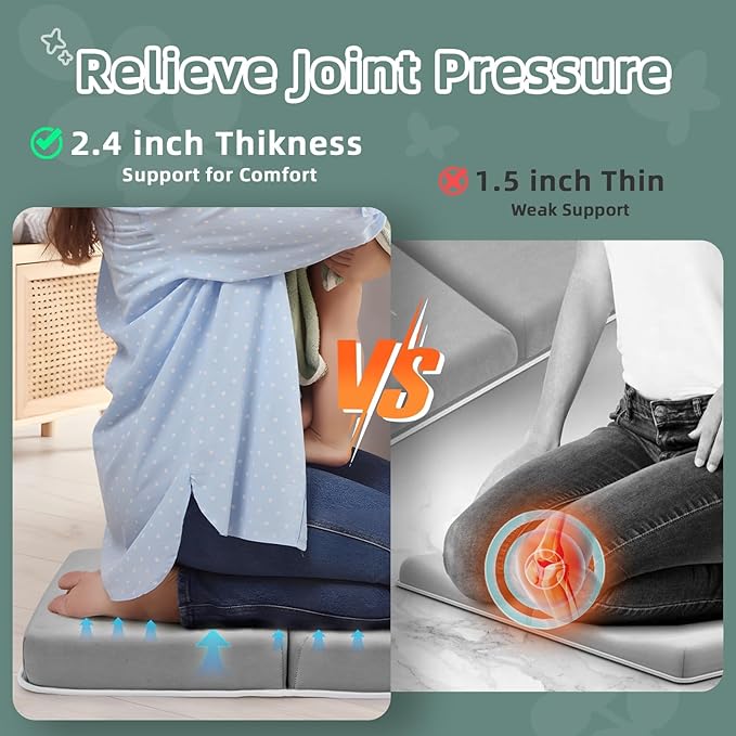 IFNOW Baby Bath Kneeler and Elbow Rest Pad Set - 26'' Extra Long and 2.4'' Thick, Quick Dry Kneeling Pad for Bathing Baby with Knee & Arm Support, Foldable Non-Slip Bathtub Mat with Toys Organizer