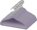 50 Premium Velvet Baby Hangers 11.8" Inch Non-Slip Infant, Ultra Slim Space-Saving Children Closet Hangers, 360° Swivel Hook, Strong & Durable Baby Toddler Kids Clothes Hanger, Purple