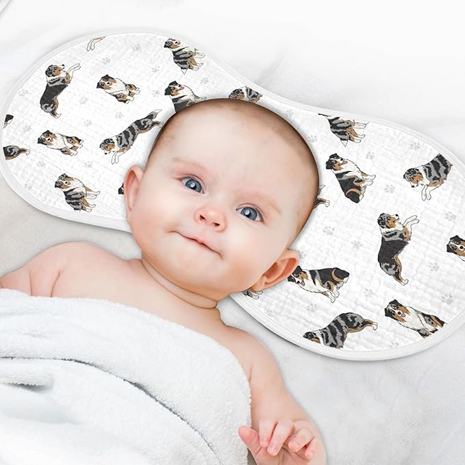 2 Pack Muslin Burp Cloths Bernedoodle Dogs Paw White Cotton Baby Burp Cloths Ultra Soft Burping Cloth Absorbent Spit Up Rags for Newborn Boys Girls 22x11 Inch