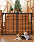 35-55" No Bottom Bar Baby Gates for Stairs, 39" Extra Tall Child Safety Gate with Auto Close Large Walk Thru Door, Hardware Mount Dog Gate Pet Gate for The House Doorways, Indoor Outdoor use