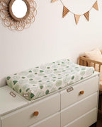 Blissful Diary Muslin Changing Pad Cover for Girls Boys, Ultra Soft Breathable Cotton, Baby Diaper Change Table Pad Covers, 2Pack (Monstera Leaves&Dark Green)