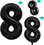 GOER Black Foil Balloons Number 8,Huge Number Balloons for 8th 18th 28th 38th 48th Birthday Party Supplies Anniversary Decorations (3 pcs,42 inch,32 inch,16inch)