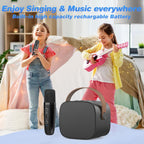 Mini Karaoke Machine,Funny Toys Christmas Birthday Gifts for Kids Age 4-12 Girls,Boys,Adults, Karaoke Microphone Toys for 4,5,6,7,8,9,10,11,12+ Year Old Girls Boys (Black 2 mics)