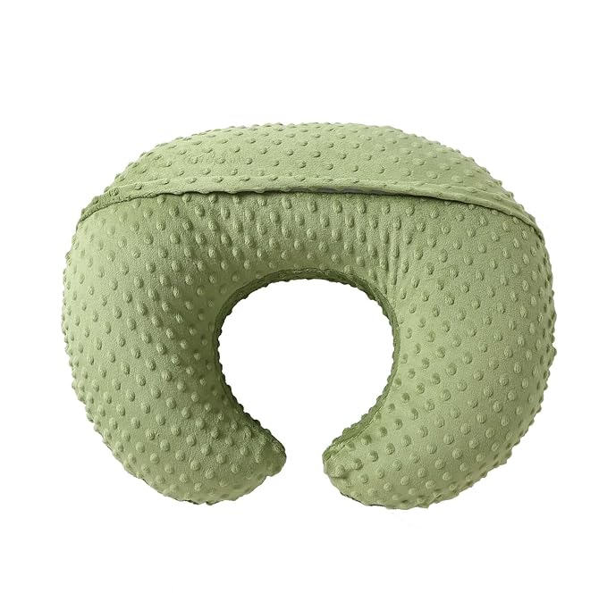 Nursing Pillow and Positioner, Breastfeeding, Bottle Feeding, Baby Sitting Support with Removable Ultra Soft Cover, Tummy Time Support for Baby Boys and Girls (Sage)