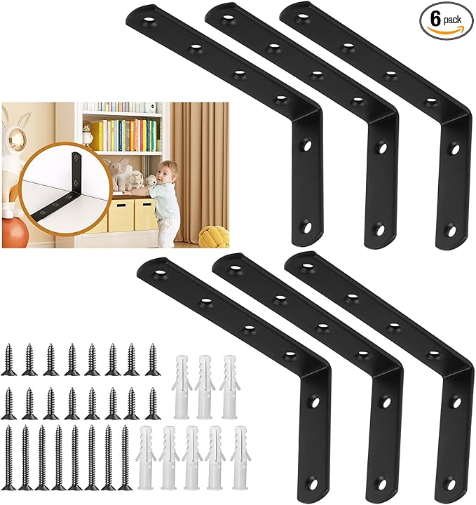 6 Pcs Furniture Wall Anchors Anti Tip Baby Proofing for Safety Securing 400 lbs Dresser Bookcase to Wall Heavy Duty Furniture Anchors Kit for Cabinet Dresser Bookshelf