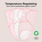 Baby Swaddle Sleep Sacks with Zipper - 3-Pack Swaddles for Newborns 0-3 Months, Infant, Baby Girls, Boys, Soft & Durable Newborn Sleep Sack, Easy Diaper Change Swaddling Blanket (Blossom)