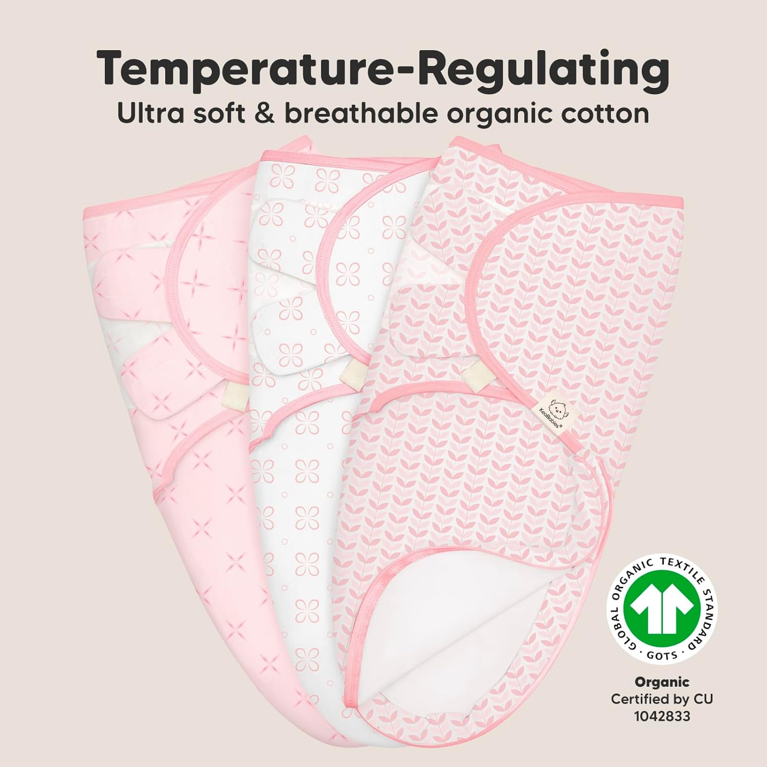 Baby Swaddle Sleep Sacks with Zipper - 3-Pack Swaddles for Newborns 0-3 Months, Infant, Baby Girls, Boys, Soft & Durable Newborn Sleep Sack, Easy Diaper Change Swaddling Blanket (Blossom)