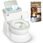 Real Feel 2-in-1 Potty with Wipes Storage, Flushing Sounds & Disposable Liners - Realistic Toilet - Easy to Clean & Assemble - Jool Baby (Sage)