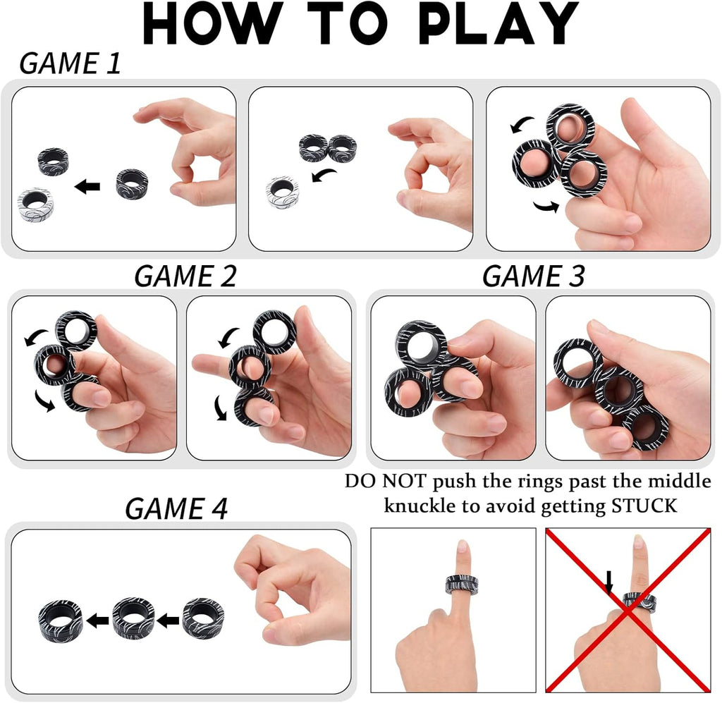 3Pcs Magnetic Rings Fidget Toys for Teens, Adults&Kids|Halloween Toys Gifts for 8 9 10 11+ Year Old Boy & Girl|ADHD Fidget Toy Pack for Anxiety Relief,Coolest Gifts for Teen Boys