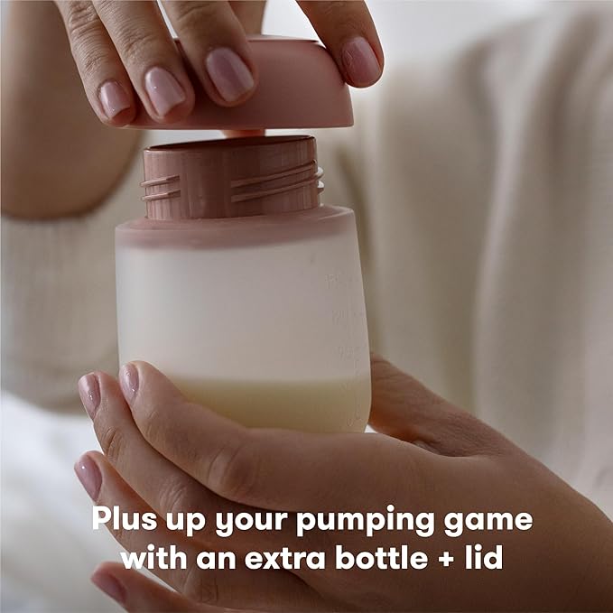 Frida Mom 2-in-1 Manual Breast Pump Silicone Bottle + Replacement Lid, Milk Collector for Breastfeeding, 5oz