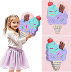 WERNNSAI Ice Cream Piñata - Summer Ice Cream Party Decorations for Kids Girls Birthday Pink Pinata Game Candyland Sweet Theme Party favors supplies with Bat Blindfold