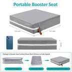 Toddler Booster Seat for Dining Table, Stronger Support Non-Slip Bottom Booster Seat for Kitchen Chair 2 Adjustable Straps Portable Travel and Home Increasing Booster Cushion Kid Baby(Grey)