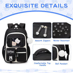 Kids Backpack for Girls - School Bags for Middle School Students - Book Bag for Elementary Primary - Kawaii Ita Backpack - Black and Beige