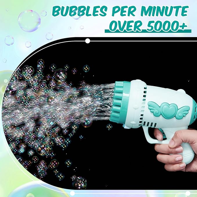 ShinyRelief 4 Pack Wedding Bubble Guns 32 Holes with Light, 4 Bottles Solution, Romantic Bubble Maker for Outdoor Ceremony, Wedding Party Favors, Photo Props, Reception Entertainment (Green)