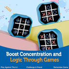 3 in 1 Electronic Tic Tac Toe Game, Handheld Digital Tic Tac Toe Bolt Game with Silent Mode, Portable Learing Toy Gift for Kids & Adults, Blue (One Pack)