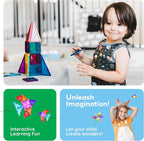 PicassoTiles 100pc Magnetic Tile Mini Diamond Set Travel Size STEM Educational Building Kit for Toddlers Preschool Boys Girls Age 3 Plus Montessori Indoor Learning Toy for Creative Development PTM100