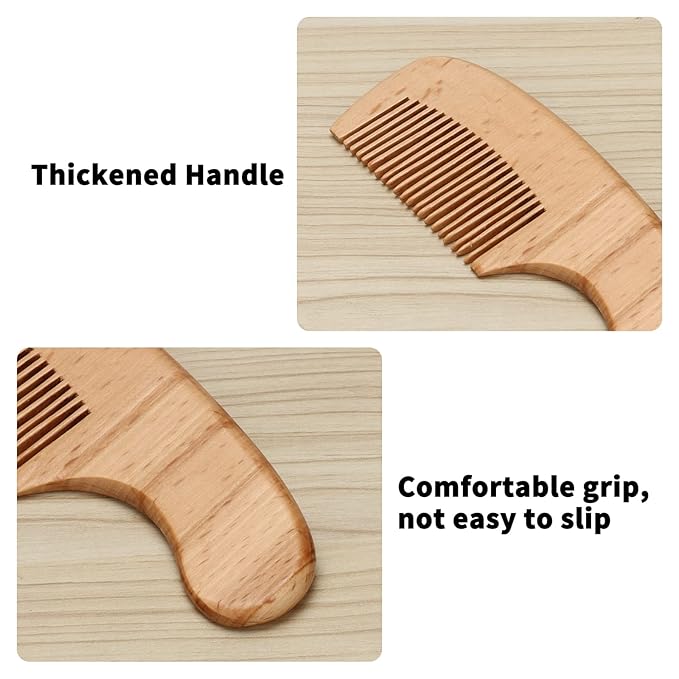 Wooden Natural Goat Bristle Brush and Cradle Cap Comb Set - 5 in 1 Baby Grooming Kit for Newborns, Toddlers, Boys, and Girls (Blue)