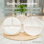 WeeSprout Silicone Divided Plates (No Lids), 100% Food Grade Silicone Divided Plates for Toddlers & Kids, Dishwasher & Microwave Safe