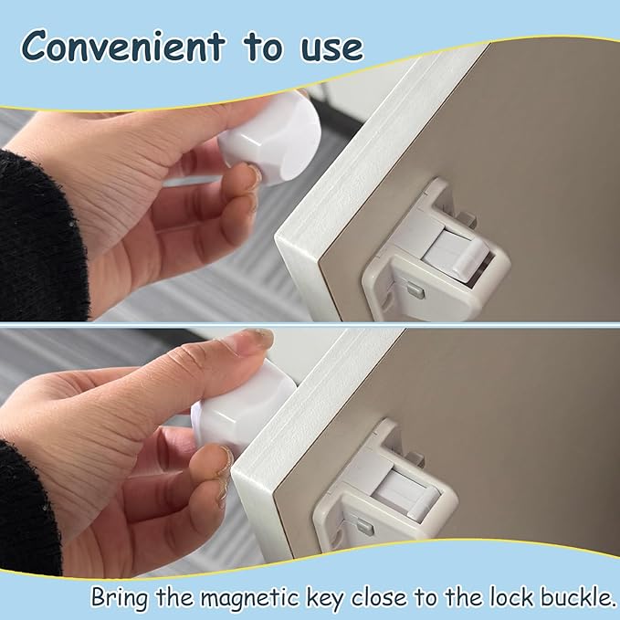 6 Pack Magnetic Cabinet Locks Baby Safety Child Proofing Invisible Locks No Drill Easy Installation for Cabinets Drawers Doors