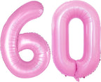 GOER Number 60 Balloons for 60th Birthday Party Decorations,42 Inch Jumbo Foil Helium Balloons for 60th Anniversary (Light Pink)