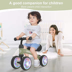 Baby Balance Bike Toys for 12-36 Months Kids Toy Boy and Girls Gifts Toddler Best First Birthday Gift Children Walker No Pedal Infant 4 Wheels Bicycle (Colorful, Deep Green-Light)