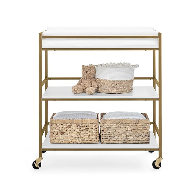 Delta Children Jade Changing Table/Cart, White Melamine/Bronze
