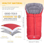 Orzbow Warm Bunting Bag Universal,Stroller Sleeping Bag Cold Weather,Waterproof Toddler Footmuff(Red,Large)