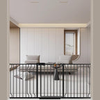 WAOWAO Baby Gate 62.20-71.26" Extra Wide Pressure Mounted Walk Through Swing Auto Close Safety Black Metal Toddler Kids Child Dog Pet Puppy for Stairs,Doorways,Kitchen