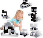 PicassoTiles 101pc Magnetic Puzzle Cube Set Black and White 1 Inch Construction Blocks STEM Educational Toy for Kids Age 3 Plus Sensory Learning Kit with Idea Book for Building and Creativity PMC101