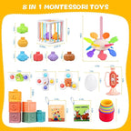 Montessori Toys for Babies 6-12 Months, 8 in 1 Soft Sensory Toddler Bath Toys for Babies, Montessori for 1 Year Old