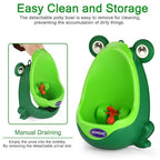 Toddler Urinal for Boys, Frog Potty Training Toilet with Spinning Target, Ages 1-6 (Green)