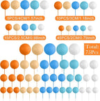 75 Pieces Cake Balls Topper Decorations Foam Cupcake Topper Mini Balloon Cake Topper Balls Cake Picks for Cake Deco Birthday Party Wedding（Orange,Yellow,Blue,White）