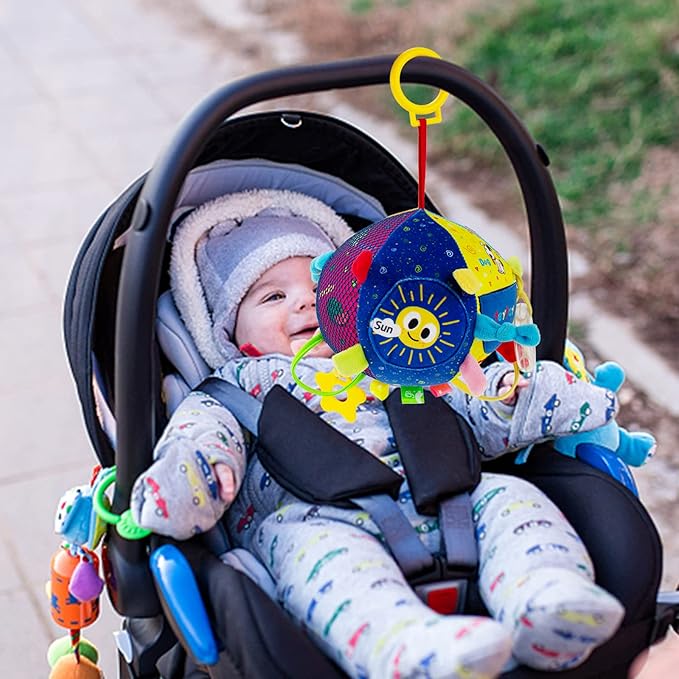 8-in-1 Sensory Balls for Infant Toddlers,Rainbow Fabric Baby Toy for Sensory Development,Montessori Toys for Babies 6-12 Months,8 Different Sensory Tactile Textures with Crinkle Rattle Squeakers