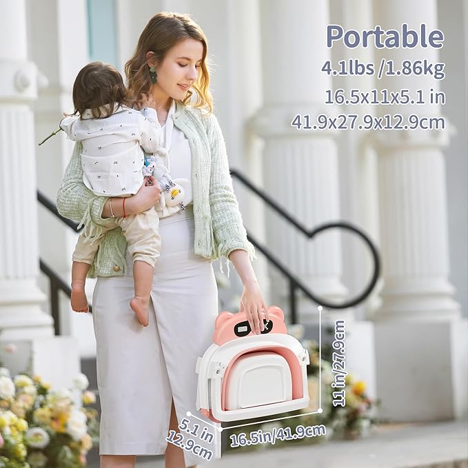 Collapsible Baby Bathtub for Newborn to Toddler (0-18 Month) - Portable Baby Bath Tub for Travel, Newborn Bathtub with Soft Towel and Floating Cushion (Pink)