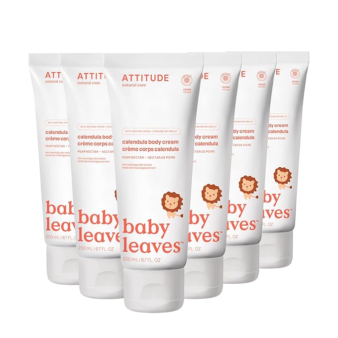 ATTITUDE Body Cream for Baby, EWG Verified, Made with Naturally Derived Ingredients, Vegan, Pear Nectar, 6.7 Fl Oz (Pack of 6)