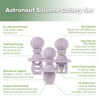 Haakaa Astronaut Beginner Silicone Cutlery Set – Toddler Spoons Self Feeding 6+Months, Baby Led Weaning Supplies, Easy Grip Toddler Utensils, Baby Feeding Essentials