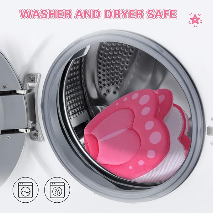 Flower Baby Bath Pad - Ultra Soft Infant Bathtub Mat with Non-Slip Petal Design, Newborn Bathing Lounger Insert for Sink or Tub, Pink Butterfly Theme